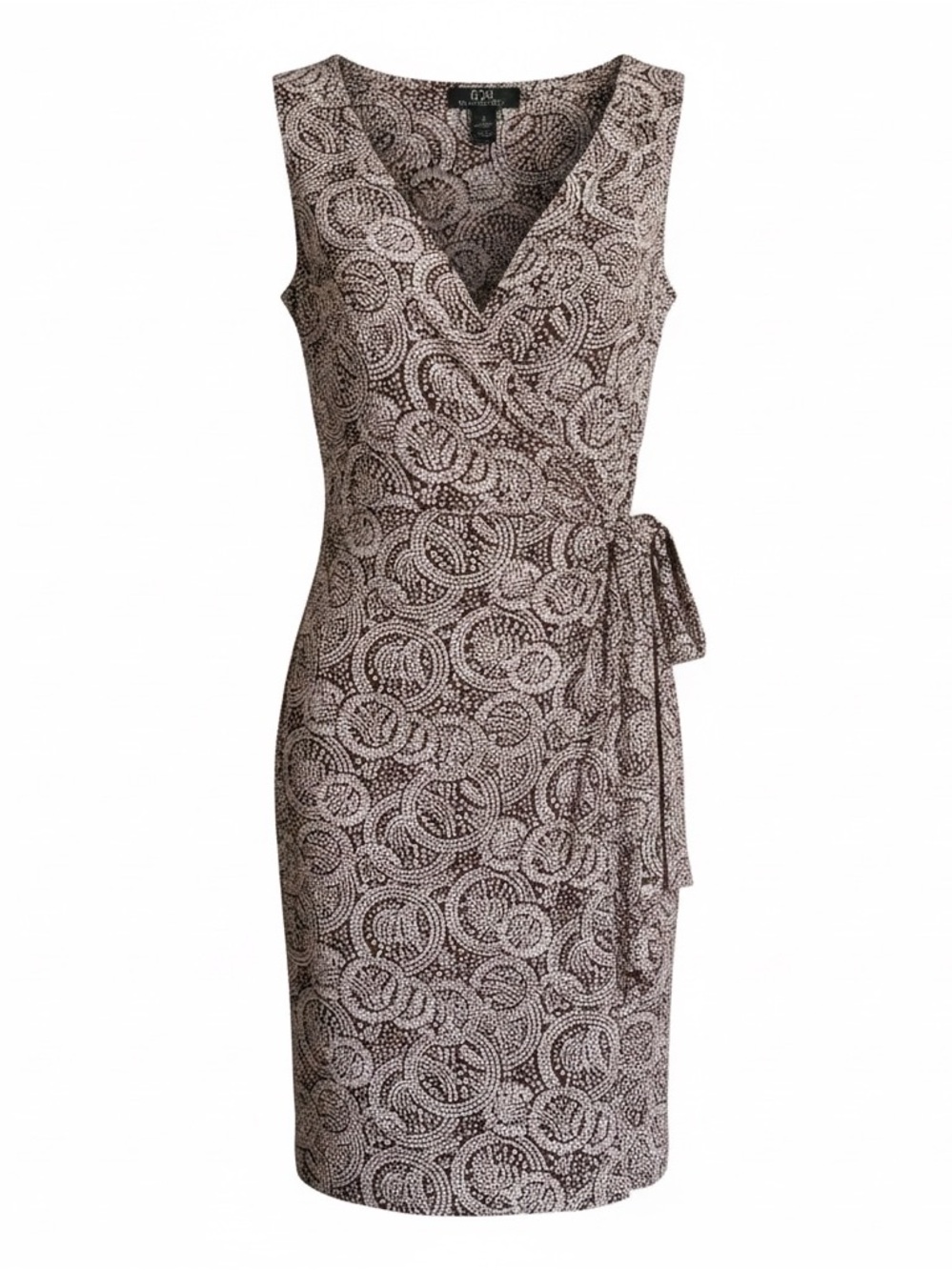 BCBGMaxAzria Beige and Brown Sleeveless Midi Dress - Size XS